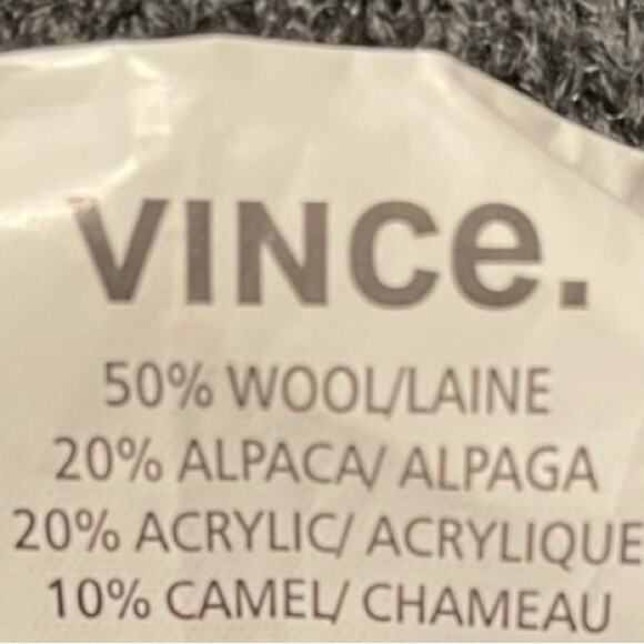 Vince | Charcoal Gray Ribbed Knit Cowl Neck Sweater Wool Alpaca Camel Blend - Picture 6 of 6